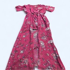 Sequin Hearts Brand Size Medium burgundy paisley maxi dress with shorts romper